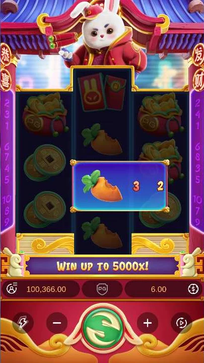Fortune Rabbit session checkpoint at spin 200 showing balance $100,366.00 on screen